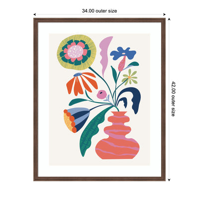 Framed Art Retro Whimsical Floral vase by Rachel Lee