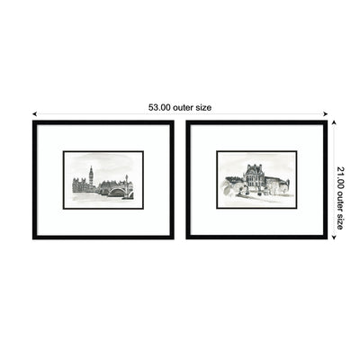 Vintage Postcard London & Paris 2 Piece Framed Wall Art Print Set by Teju Reval
