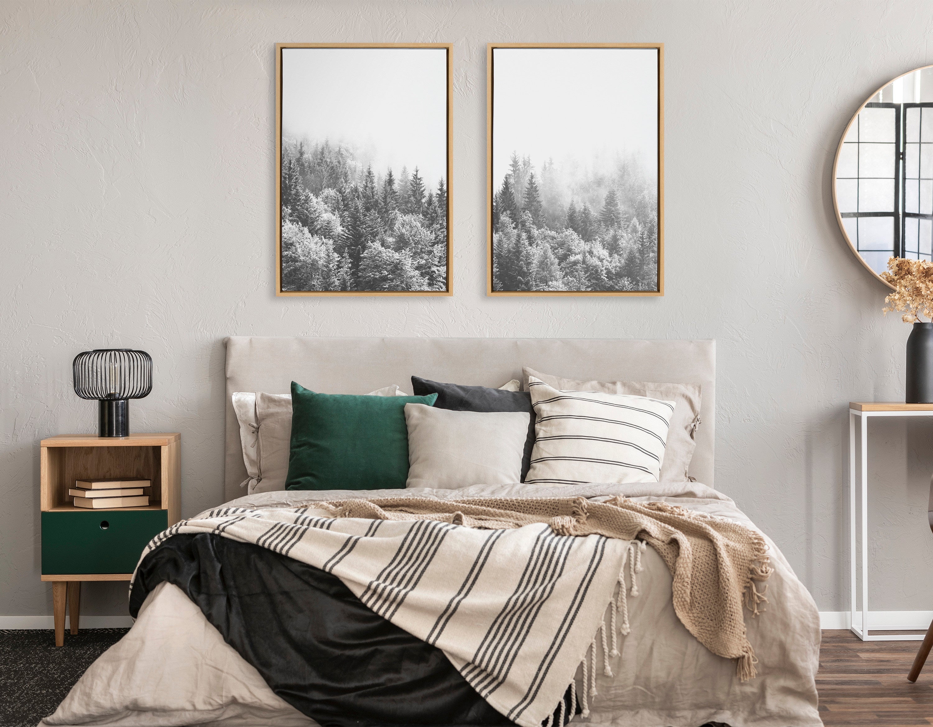 Sylvie Forest On A Foggy Day Black and White Framed Canvas Set by The by kateandlaurel - product image 13 for Resin Society