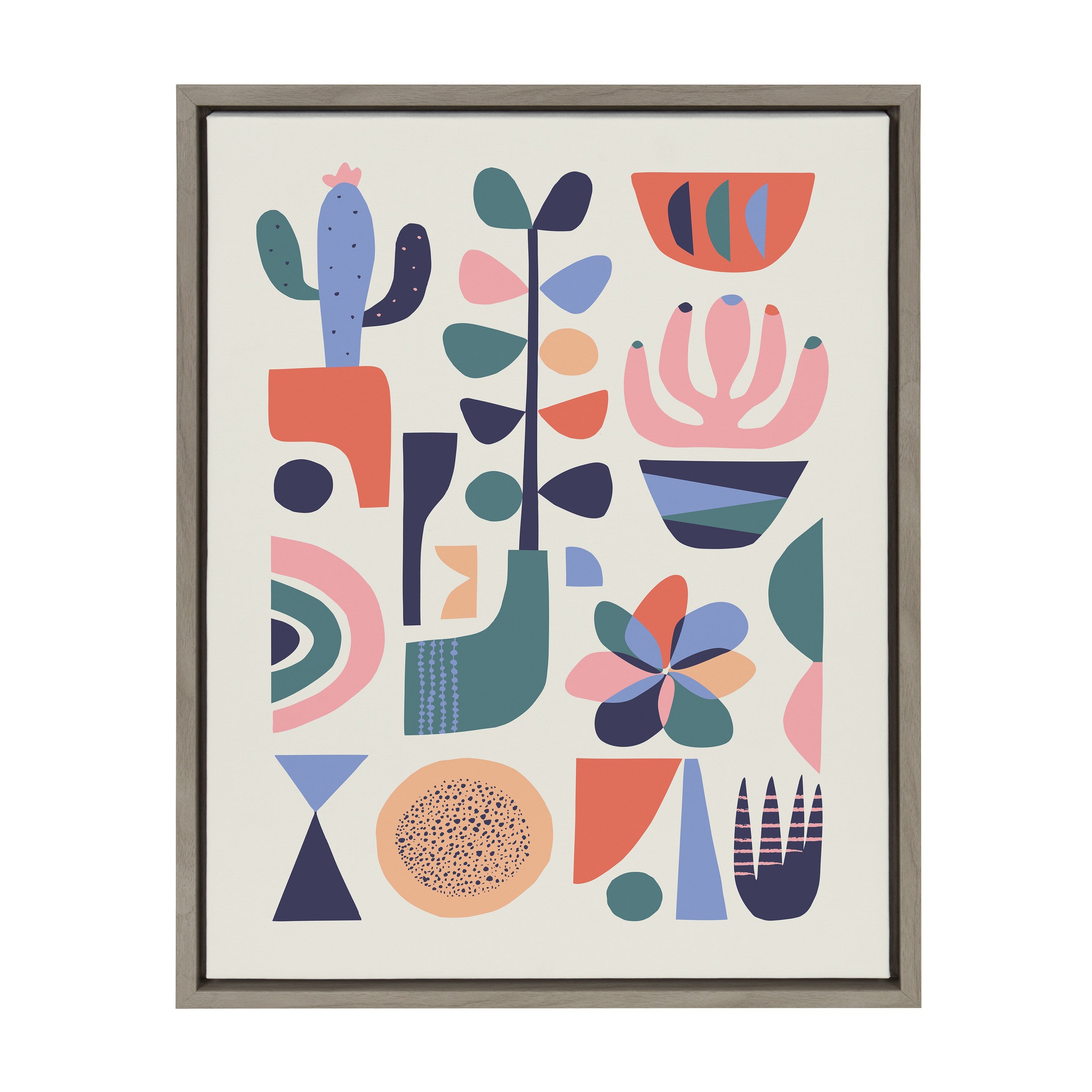 Sylvie Mid Century Succulents Framed Canvas