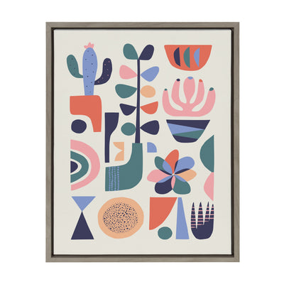 Sylvie Mid Century Succulents Framed Canvas