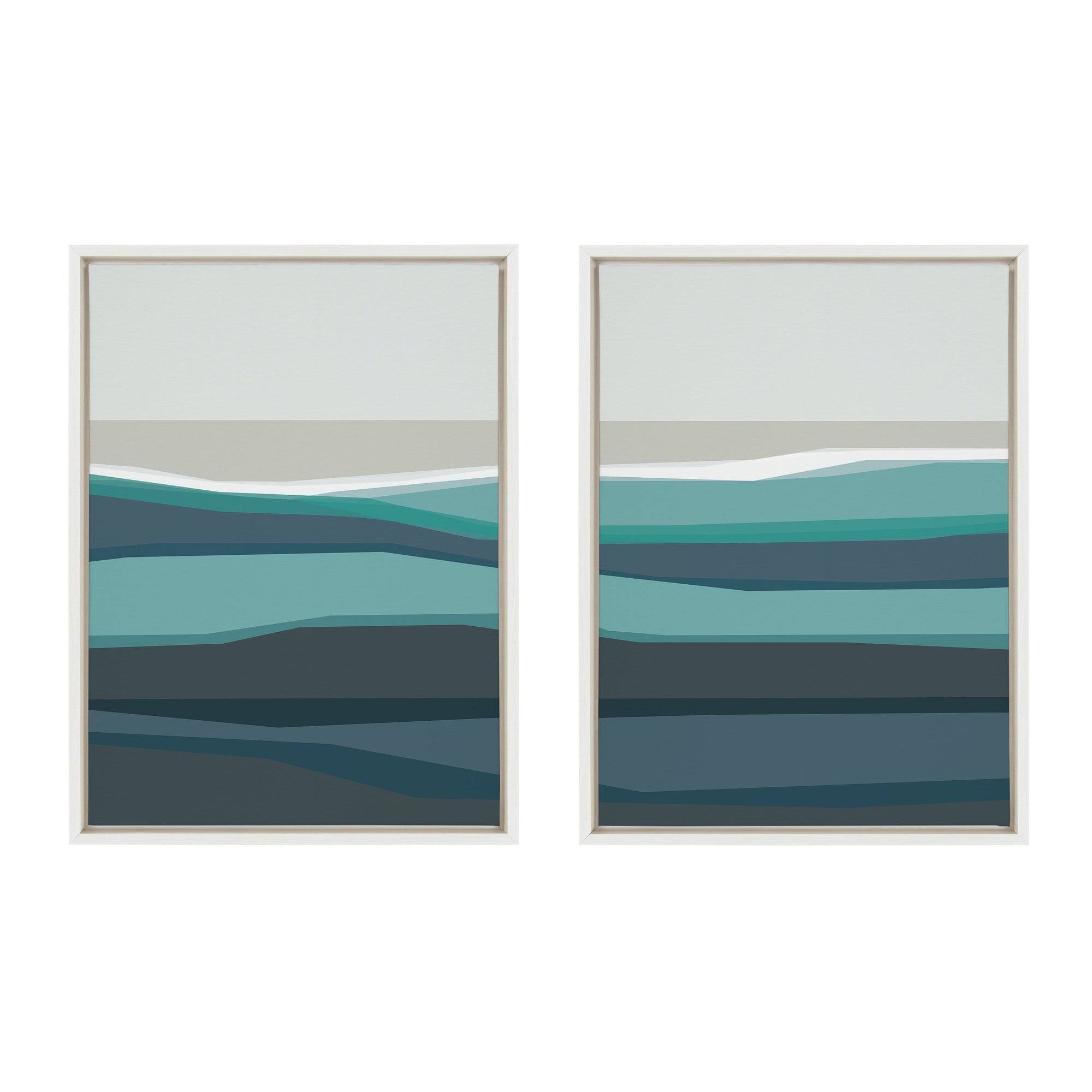 Sylvie Abstract Teal Beach Horizon Left and Right Framed Canvas by The by kateandlaurel - product image 7 for Resin Society