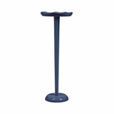 Tall, slender blue drink table with a scalloped, flower-shaped top and a rounded base, shown against a white background.