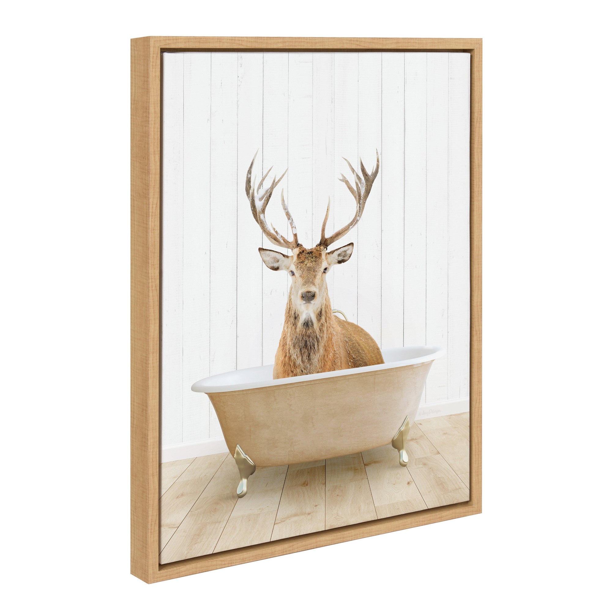 Sylvie Stag Farmhouse Bath Framed Canvas by kateandlaurel - main product image for Resin Society