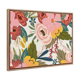 Sylvie Beaded Softly Framed Canvas art by Mia Charro with colorful floral illustration and gold vintage beaded frame