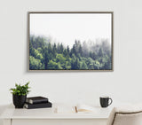 Sylvie Lush Green Forest On A Foggy Day Framed Canvas