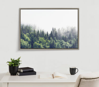 Sylvie Lush Green Forest On A Foggy Day Framed Canvas