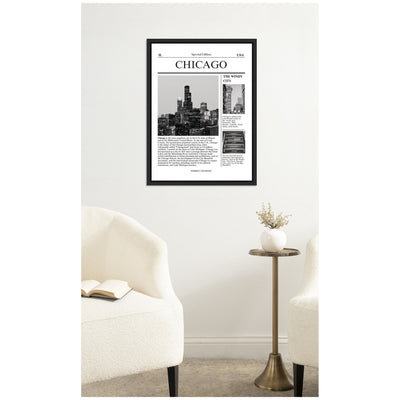Chicago City Article by Megan Ryan Framed Canvas Wall Art Print