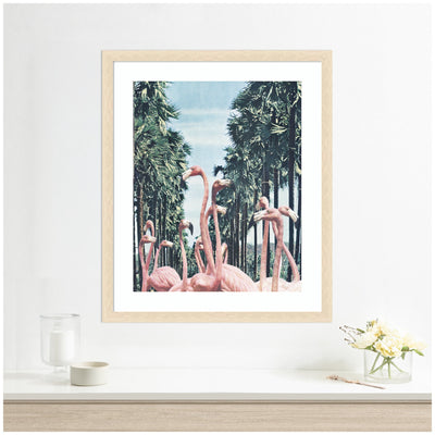 Framed Art Palm Trees and Flamingos by Sarah Eisenlohr
