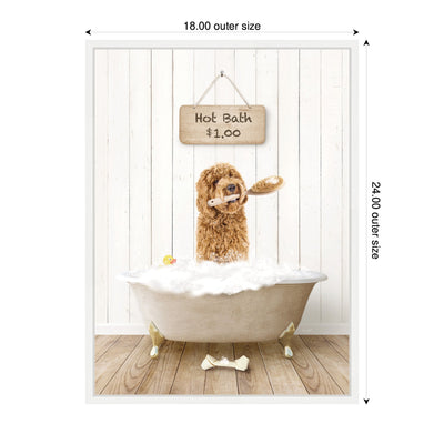 Sylvie Golden Labradoodle in Hot Bath Framed Canvas by Amy Peterson