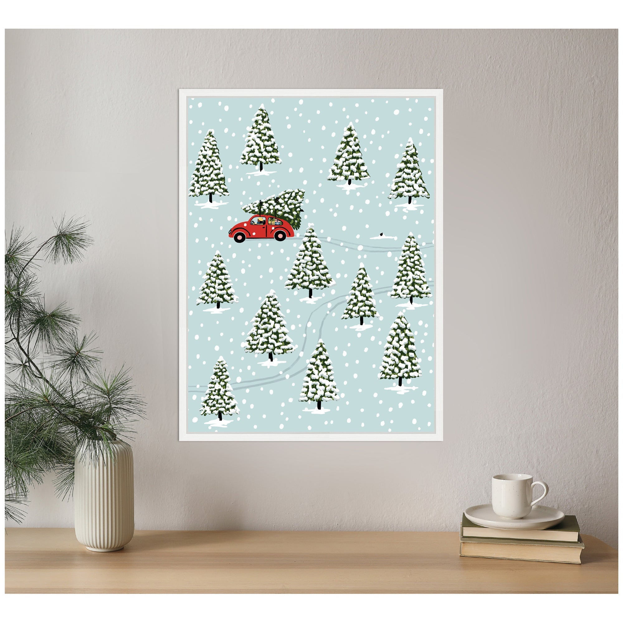 Sylvie Framed Canvas Christmas Tree Hunt by Bex Morley Design