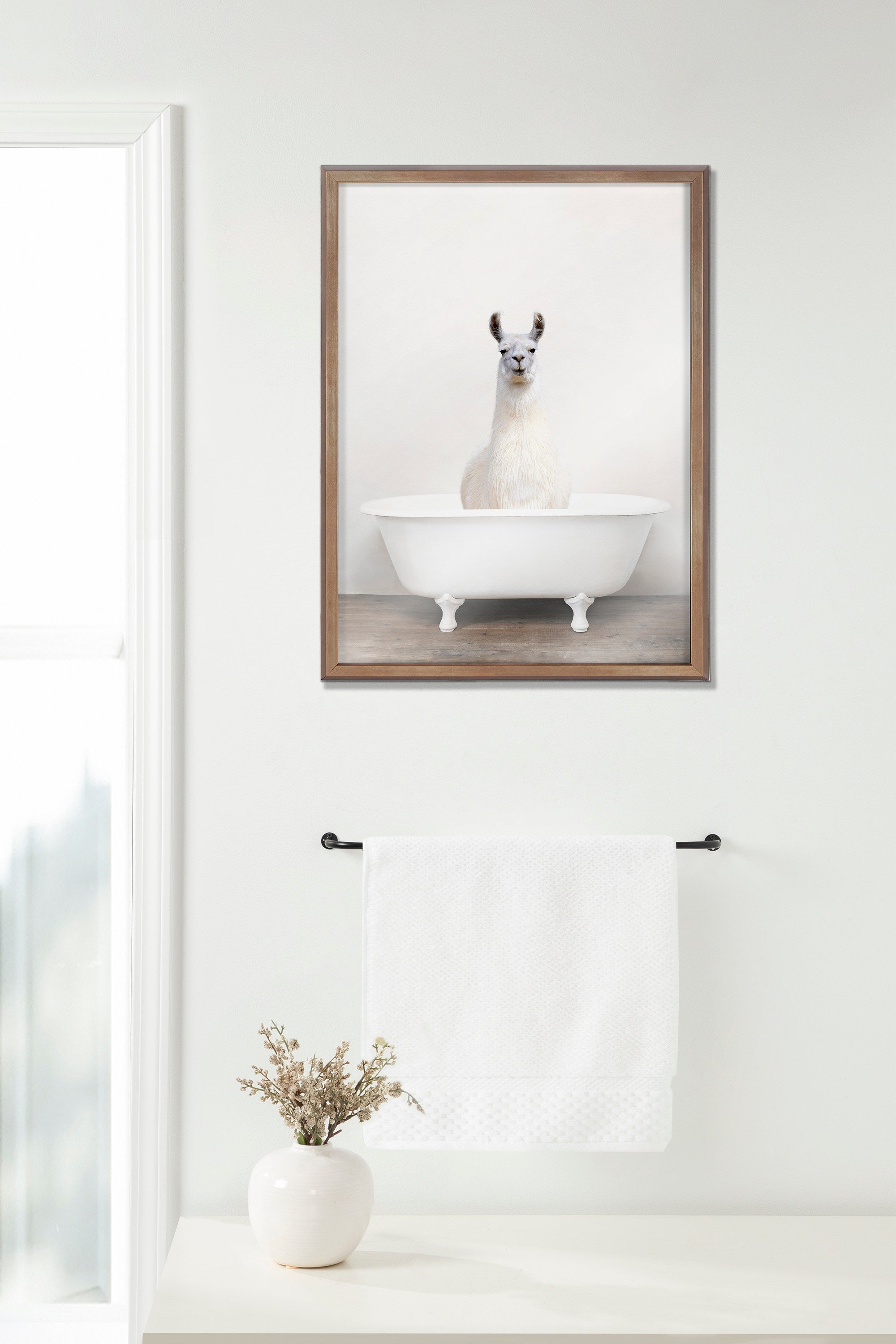 Blake Alpaca in the Tub Color Framed Printed Glass by kateandlaurel - product image 5 for Resin Society