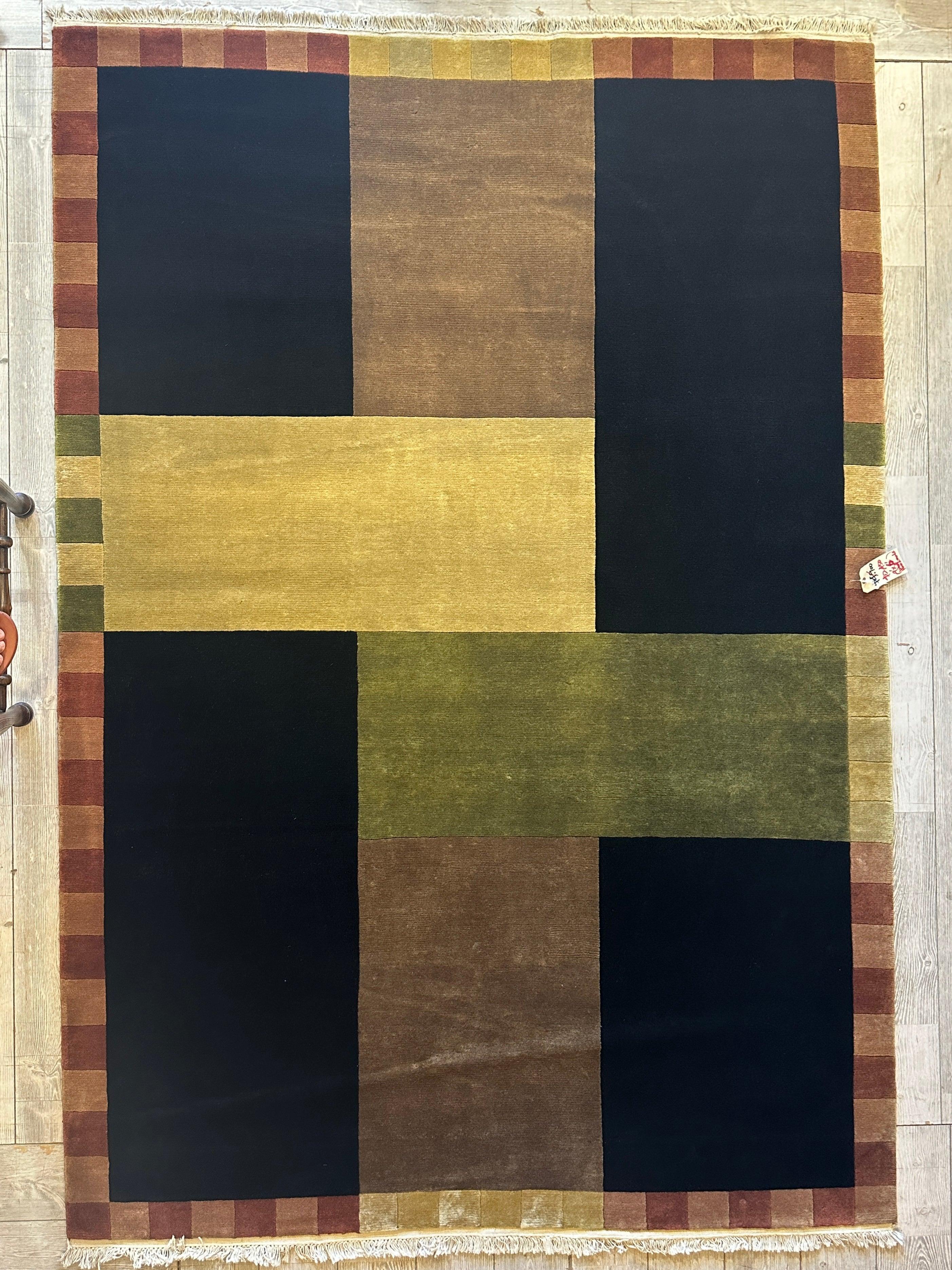 Beautifull Hand Knotted Abstract Area Rug 6’ x 9’ by Rugistan - main product image for Resin Society