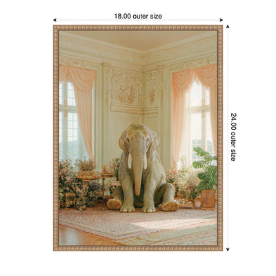 Lazy Elephant Sitting in His Room by Michael Schauer Framed Canvas Wall Art Print