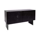 Mezzeta Wood TV Stand by Kate and Laurel featuring chevron slatted wood doors in a living room setting