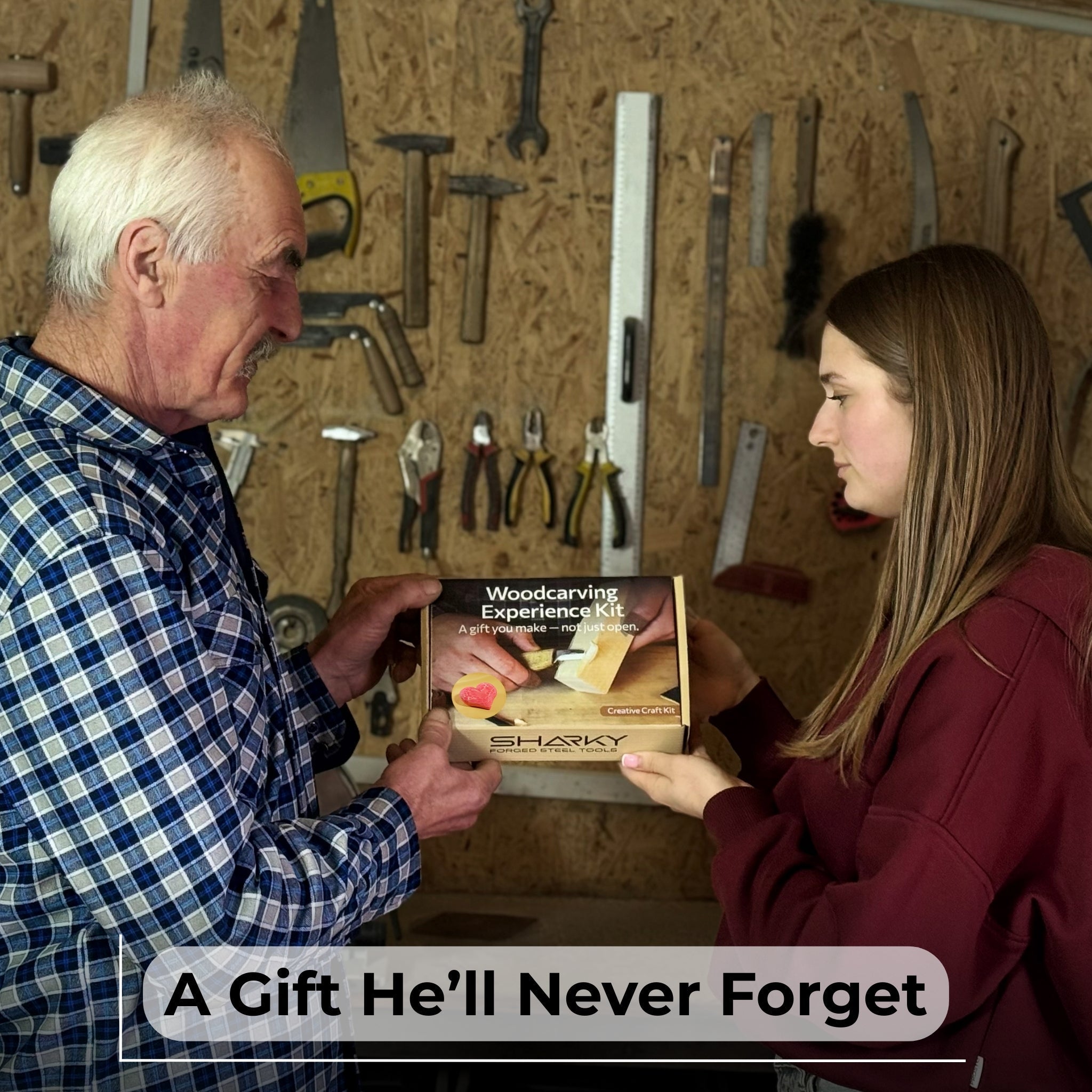 Beginner Heart Wood Carving and Painting Kit with tools and paints laid out