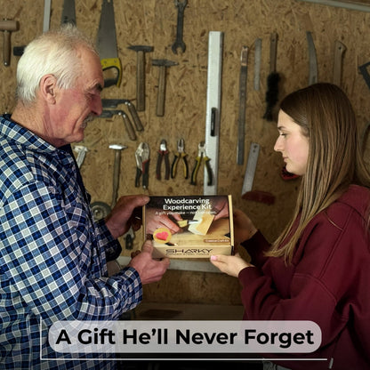 Beginner Heart Wood Carving and Painting Kit with tools and paints laid out