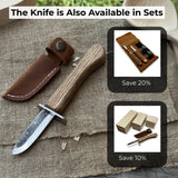Beginner’s woodcarving knife with 6 cm carbon steel blade and leather sheath by Sharky Forged Steel Tools