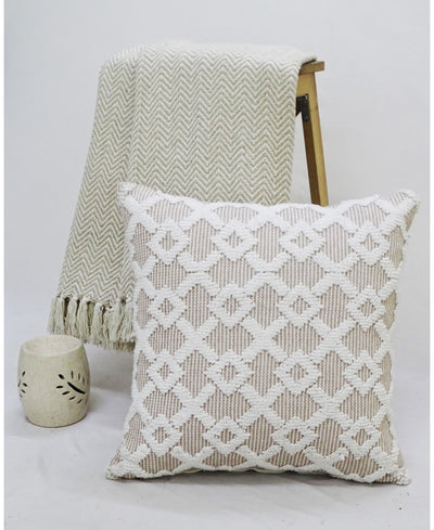 Decorative Beige Accent Throw Pillow 20"x20" by Vibhsa