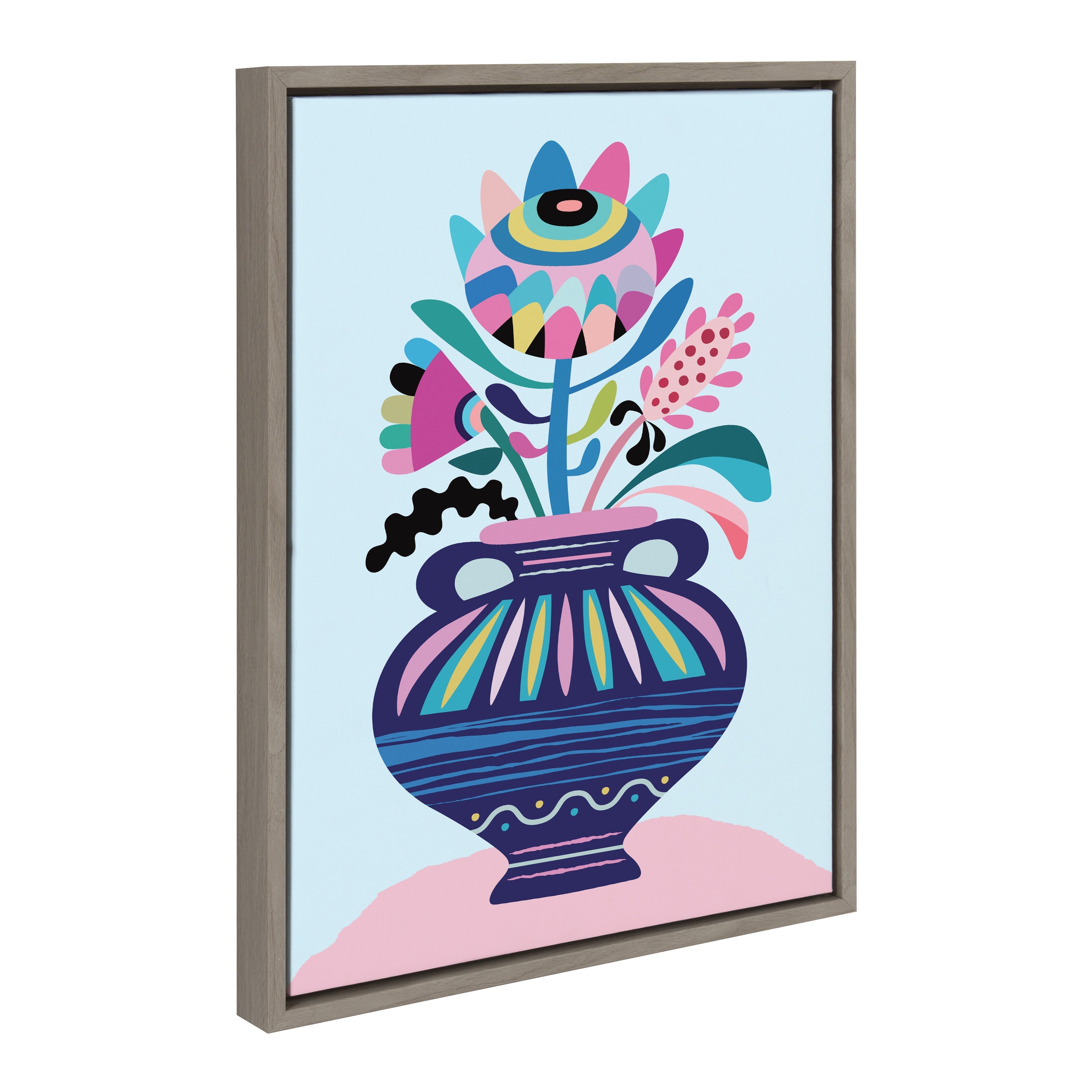 Sylvie Mid Century Modern Whimsical Floral Framed Canvas by kateandlaurel - product image 8 for Resin Society