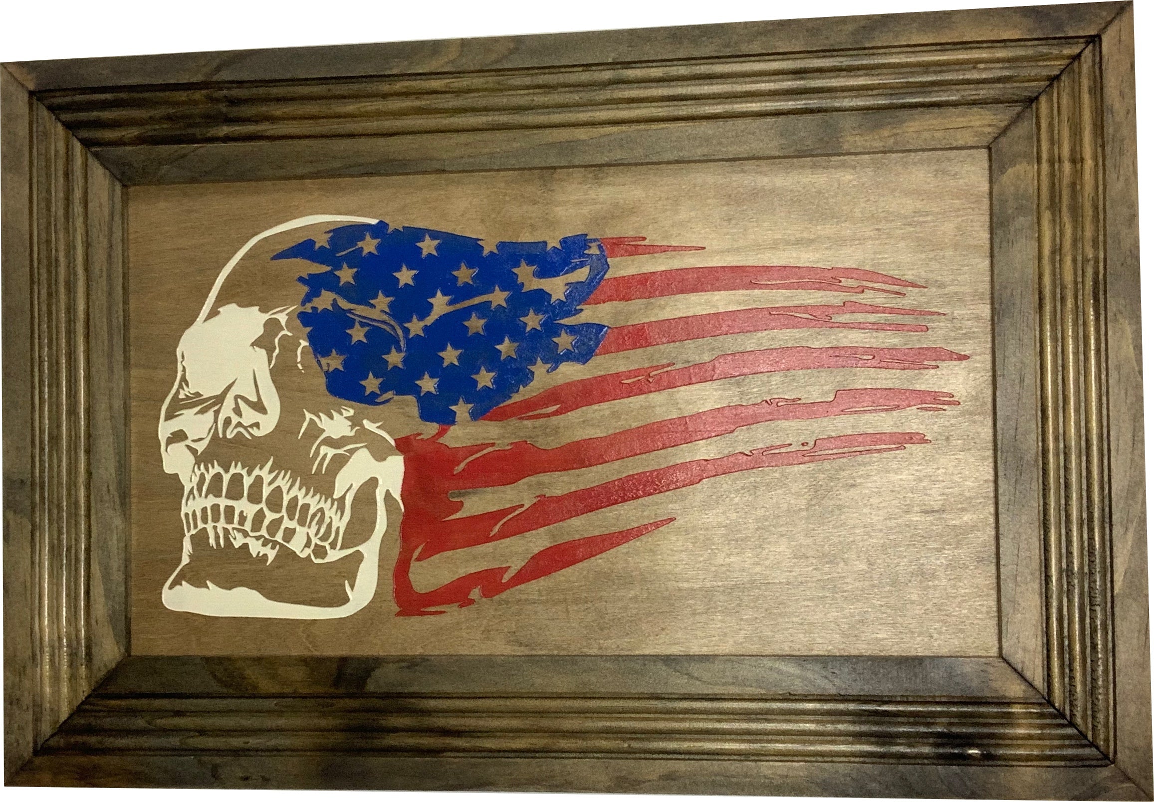 American Flag & Skull Hidden Gun Safe Concealed Furniture Quick Access by Bellewood Designs - product image 9 for Resin Society