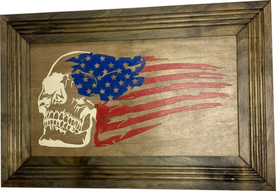 American Flag & Skull Hidden Gun Safe Concealed Furniture Quick Access by Bellewood Designs - product image 9 for Resin Society
