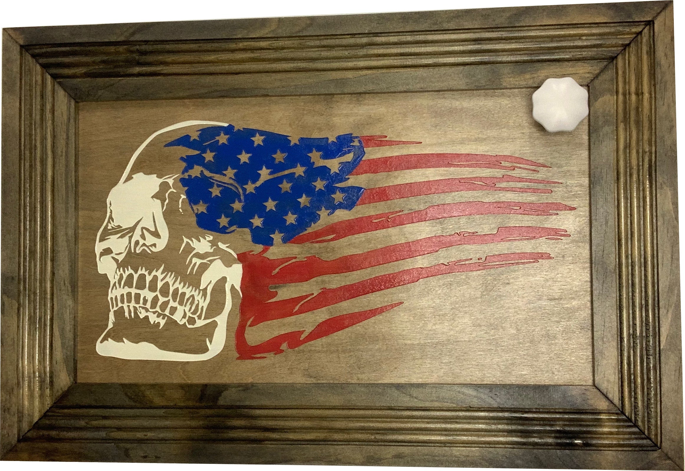 American Flag & Skull Hidden Gun Safe Concealed Furniture Quick Access by Bellewood Designs - product image 10 for Resin Society