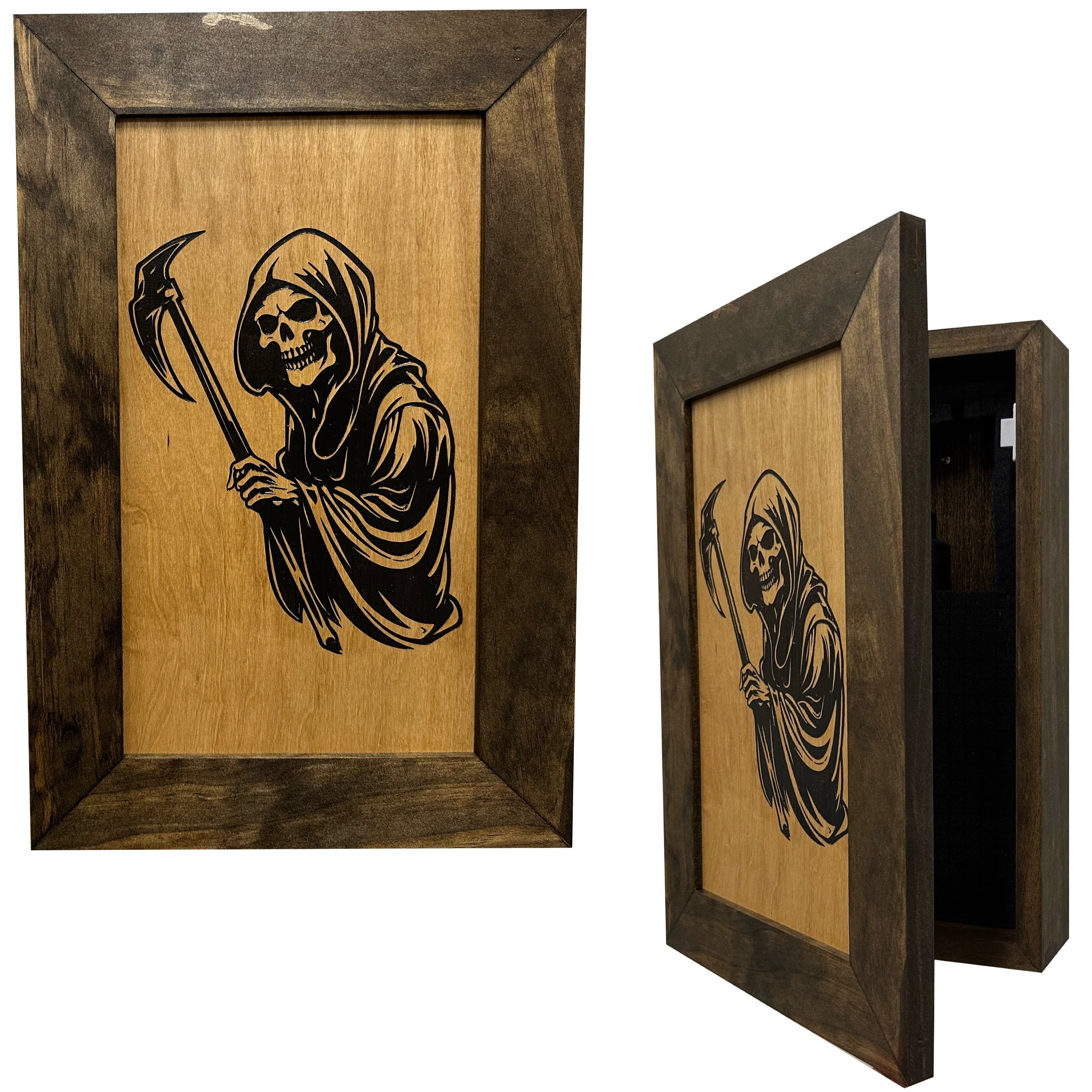 Grim Reaper Hidden Gun Safe Concealment Shelf Concealed Furniture by Bellewood Designs - product image 9 for Resin Society
