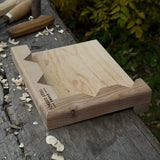 Handcrafted wooden bench hook for wood carving and chiseling by Sharky Forged Steel Tools