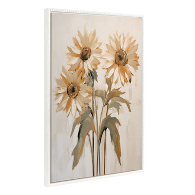 Sylvie Beaded Soft Sunflowers Framed Canvas by The Creative Bunch Studio