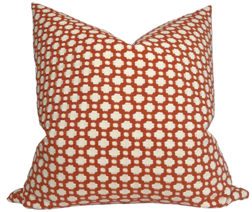 Betwixt Pillow Cover in Spark, showing hand-woven patterned front fabric and ivory linen back fabric
