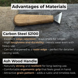Bevel Edge Carving Knife with 3.5 cm blade and wooden handle by Sharky Forged Steel Tools