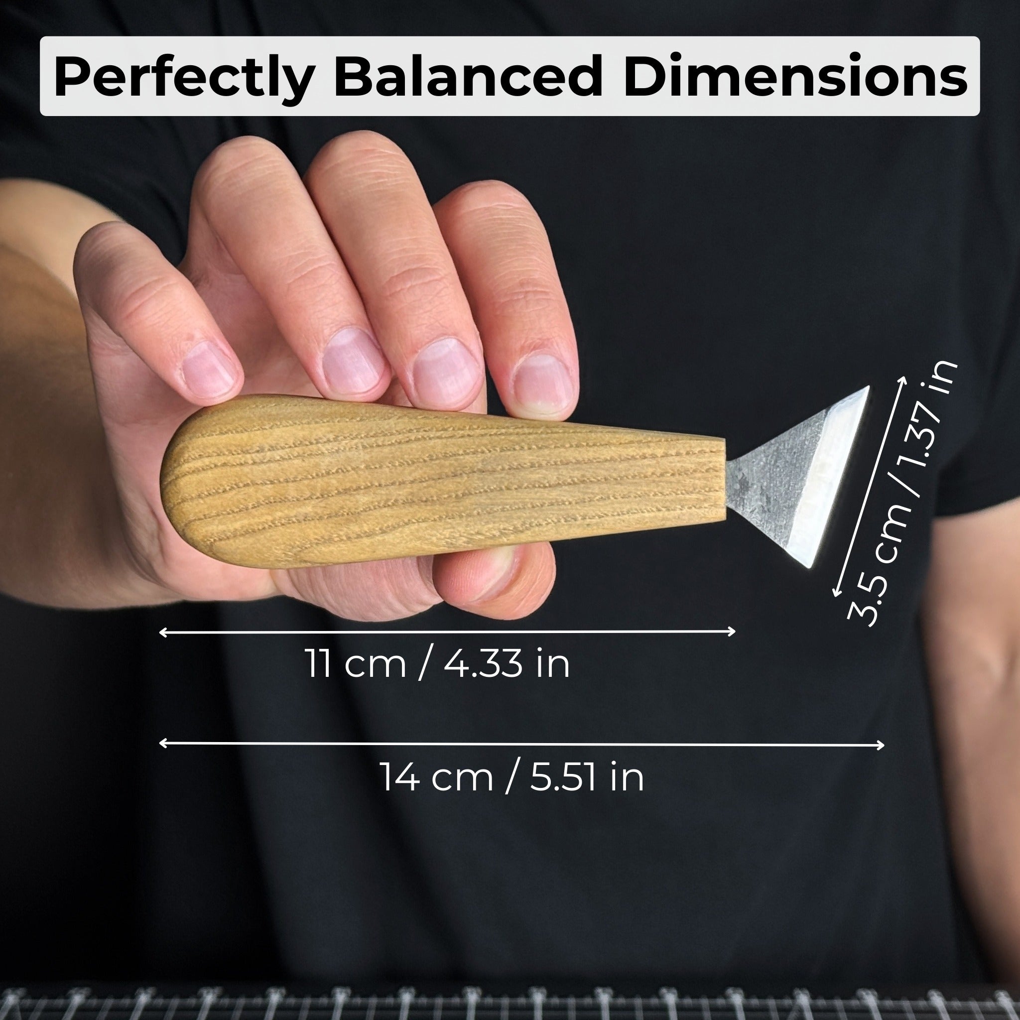 Bevel Edge Carving Knife with 3.5 cm blade and wooden handle by Sharky Forged Steel Tools