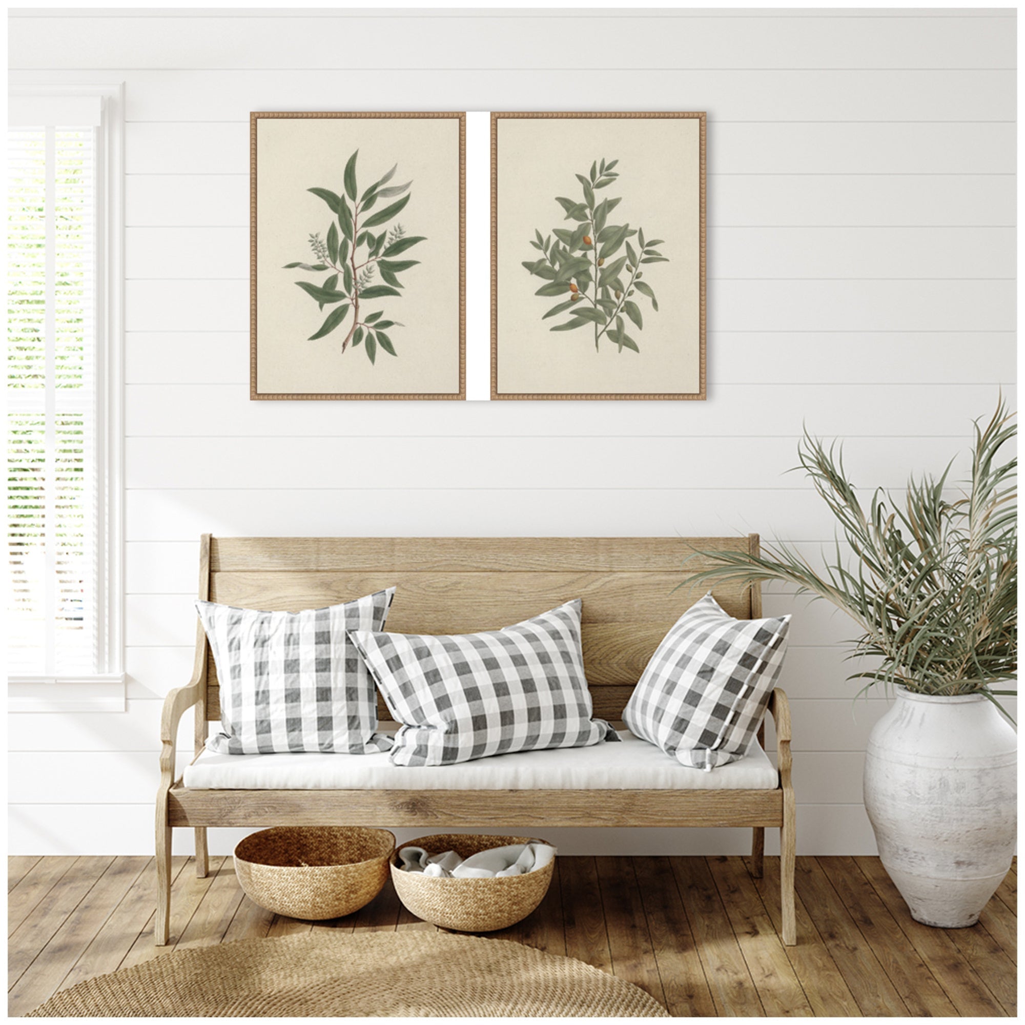 Salix subserrata Willd Willow & Osyris Lanceolate African Sandalwood 2 Piece Framed Canvas Wall Art Set by Nostalgia Prints