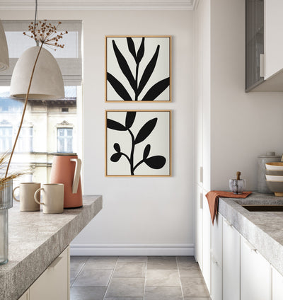 Sylvie Modern Botanical Neutral Abstract 2 Framed Canvas