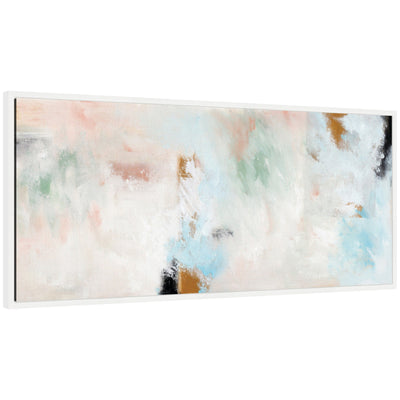 Sylvie Foggy Ice Forest Framed Canvas showing abstract forest image in cool muted tones with thin modern frame