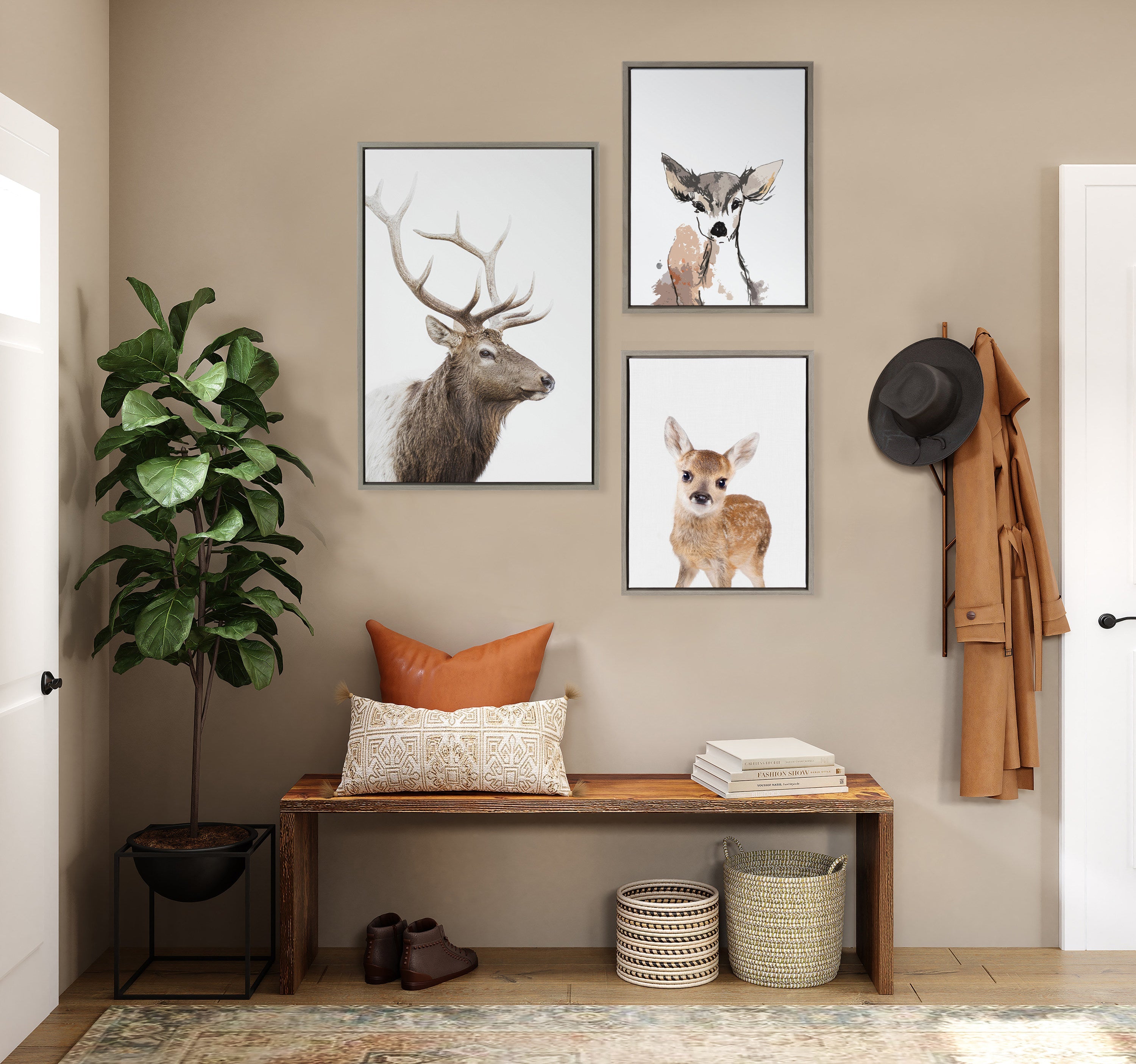 Sylvie Stag Profile Framed Canvas by Amy Peterson Art Studio