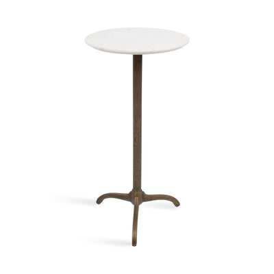 Henshall Marble and Metal Round Side Table featuring a circular marble tabletop and sculptural aluminum tripod base