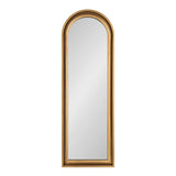 Tall rectangular wall mirror with an arch top framed in smooth, light wood with a natural finish, shown against a white background.