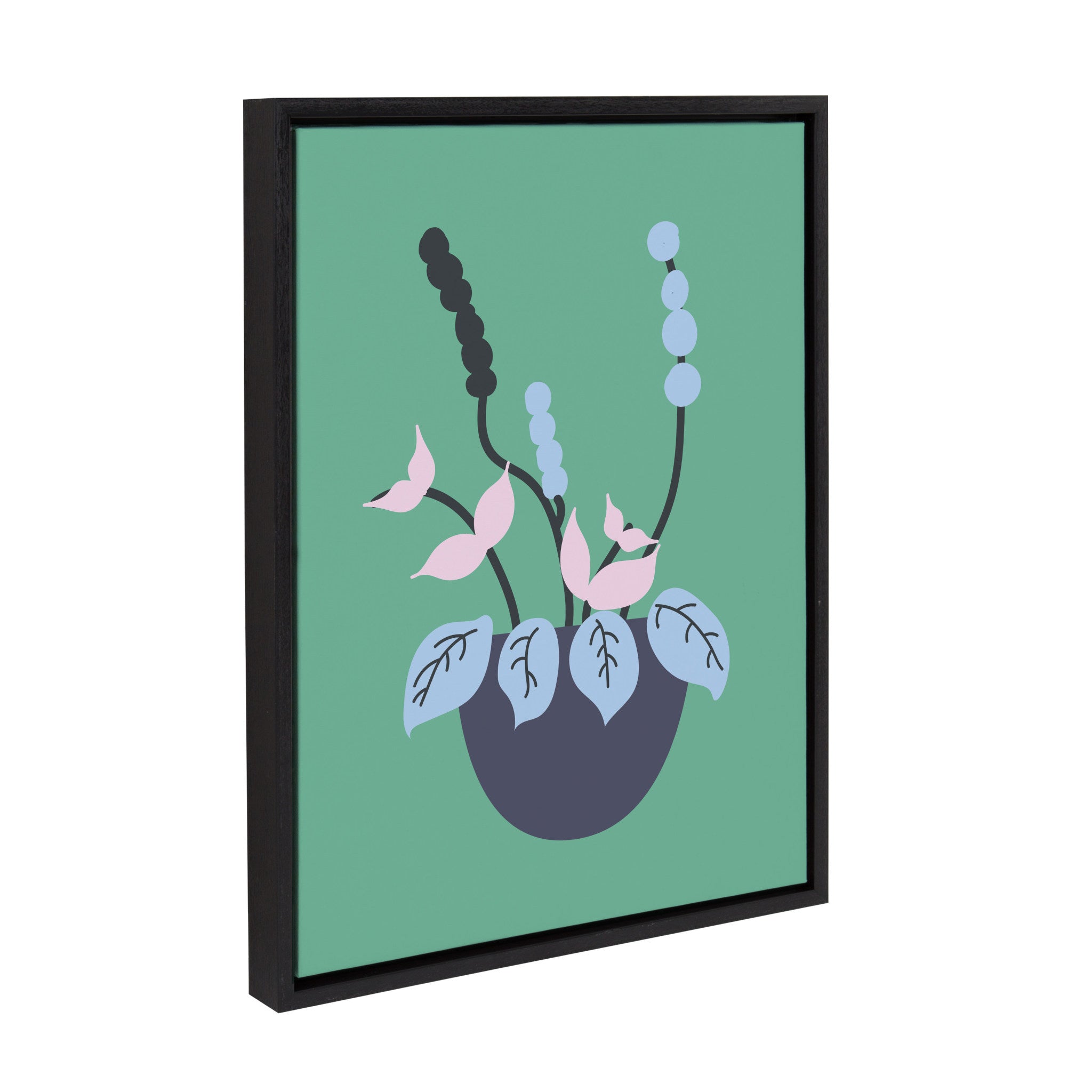 Sylvie Abstract Florals Green Framed Canvas by kateandlaurel - product image 2 for Resin Society