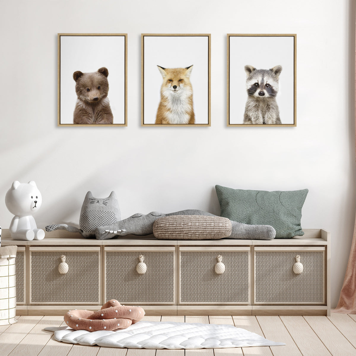 Sylvie Studio Bear, Studio Fox and Studio Raccoon Framed Canvas by kateandlaurel - product image 4 for Resin Society