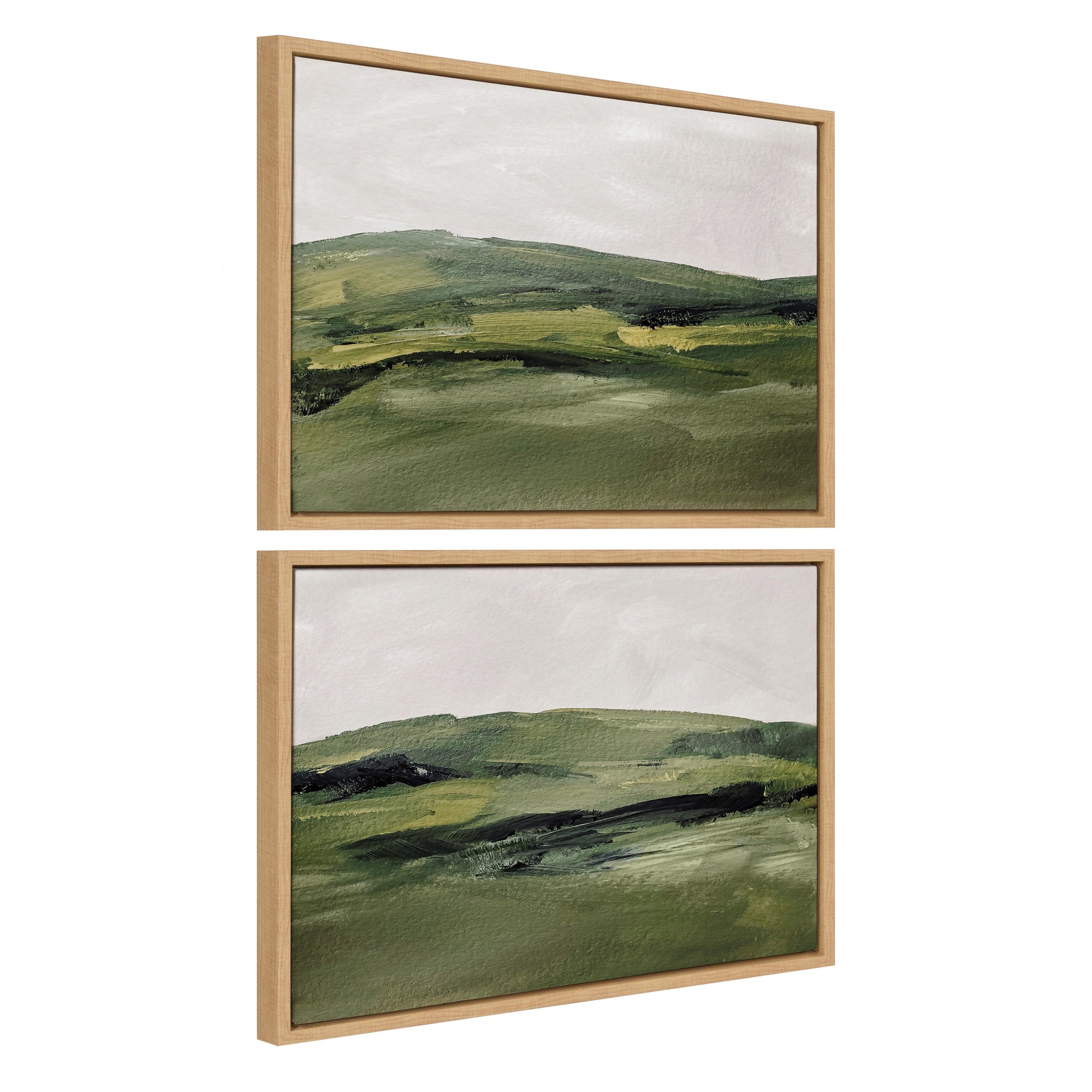 Framed canvas art set featuring Green Mountain Landscape I and II by Amy Lighthall