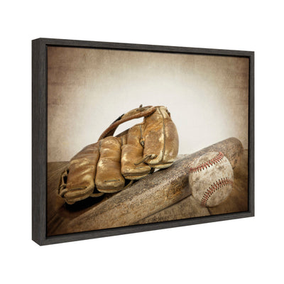 Sylvie Baseball Glove And Bat Framed Canvas by kateandlaurel - product image 2 for Resin Society