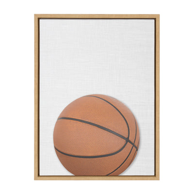 Sylvie Color Basketball Portrait Framed Canvas, Natural 18x24 by kateandlaurel - main product image for Resin Society