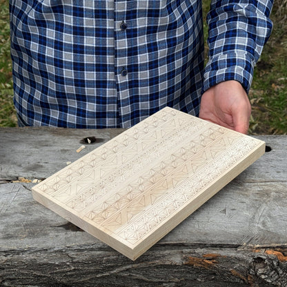 Big Basswood Woodcarving Practice Board with pre-drawn design by Sharky Forged Steel Tools