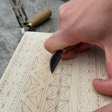 Big Basswood Woodcarving Practice Board with pre-drawn design by Sharky Forged Steel Tools