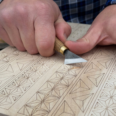 Big Basswood Woodcarving Practice Board with pre-drawn design by Sharky Forged Steel Tools