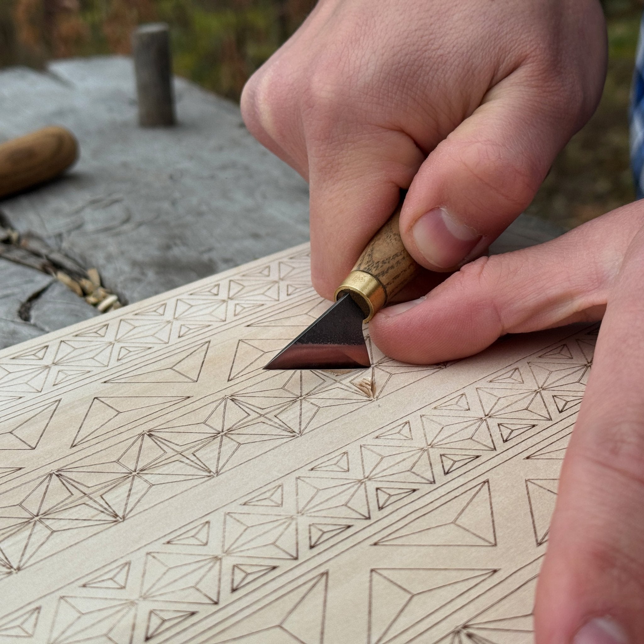 Big Basswood Woodcarving Practice Board with pre-drawn design by Sharky Forged Steel Tools