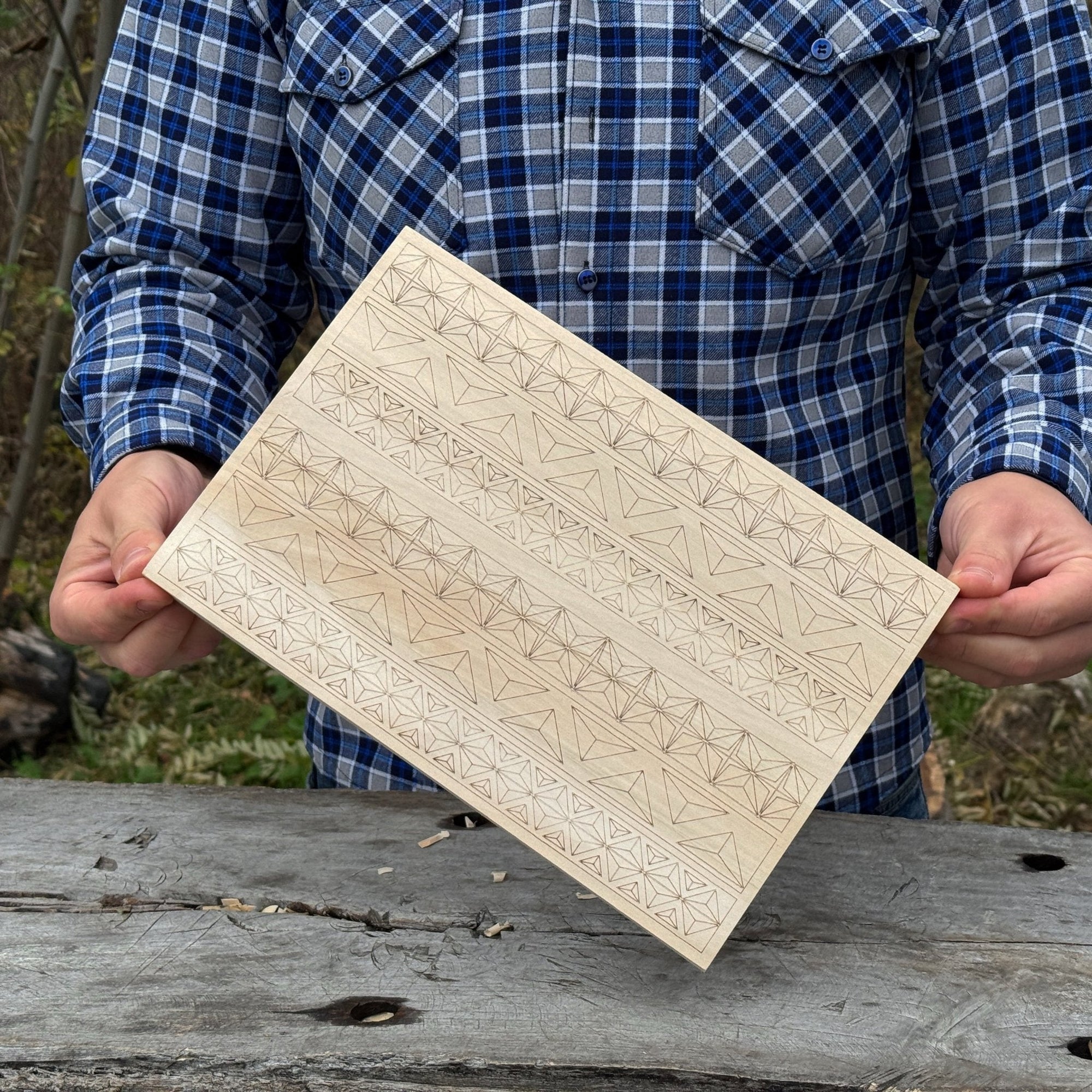 Big Basswood Woodcarving Practice Board with pre-drawn design by Sharky Forged Steel Tools