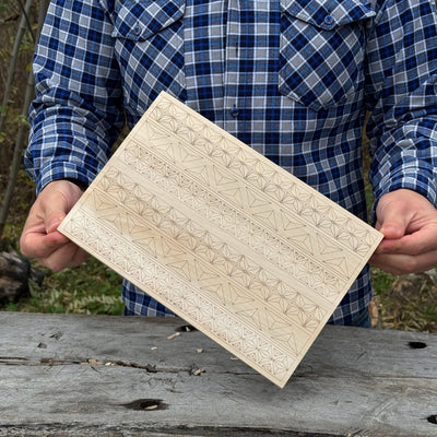 Big Basswood Woodcarving Practice Board with pre-drawn design by Sharky Forged Steel Tools
